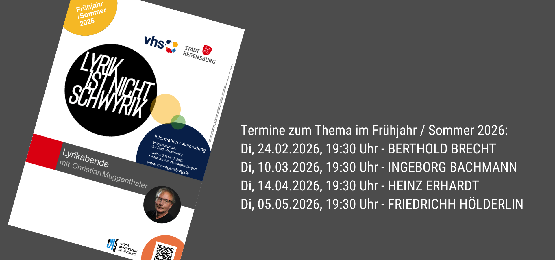 Lyrik ist nicht schwyrik - Lyrikabende mit Christian Muggenthaler